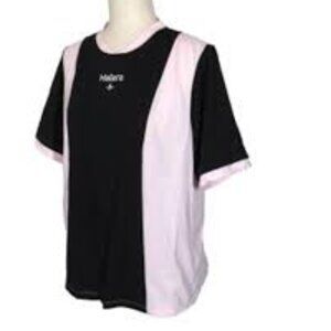 45-NWT HALARA COLORBLOCK SHORT-SLEEVE ATHLETIC TOP T-SHIRT BLACK/PINK